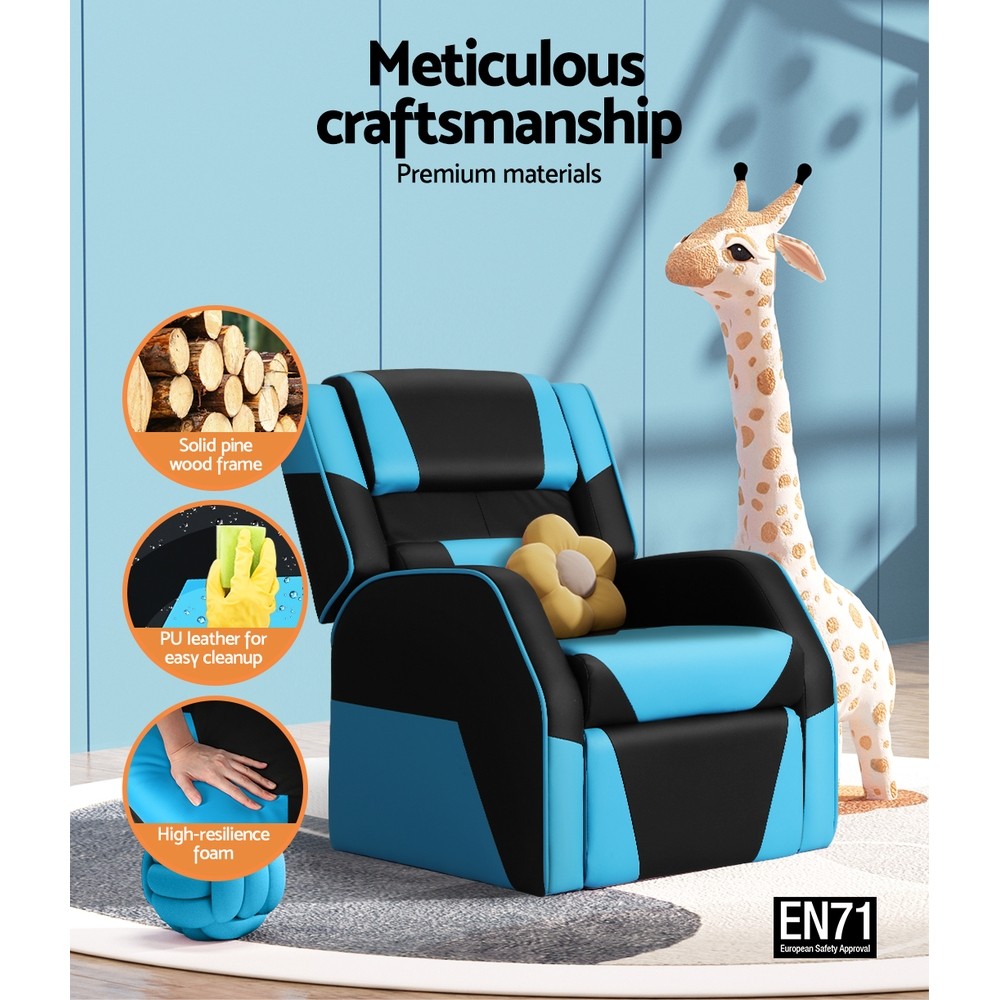 Keezi Kids Recliner Armchair Blue Glider Chairs & Ottomans Baby