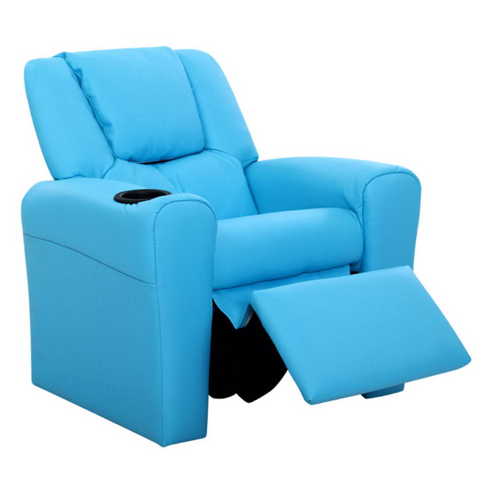 Keezi Kids Luxury Recliner Sofa Blue Glider Chairs & Ottomans