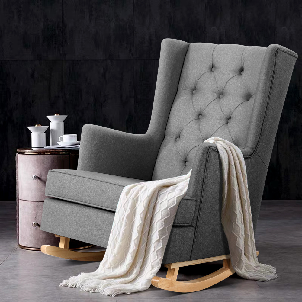 Artiss Rocking Armchair Feeding Chair Grey Glider Chairs & Ottomans