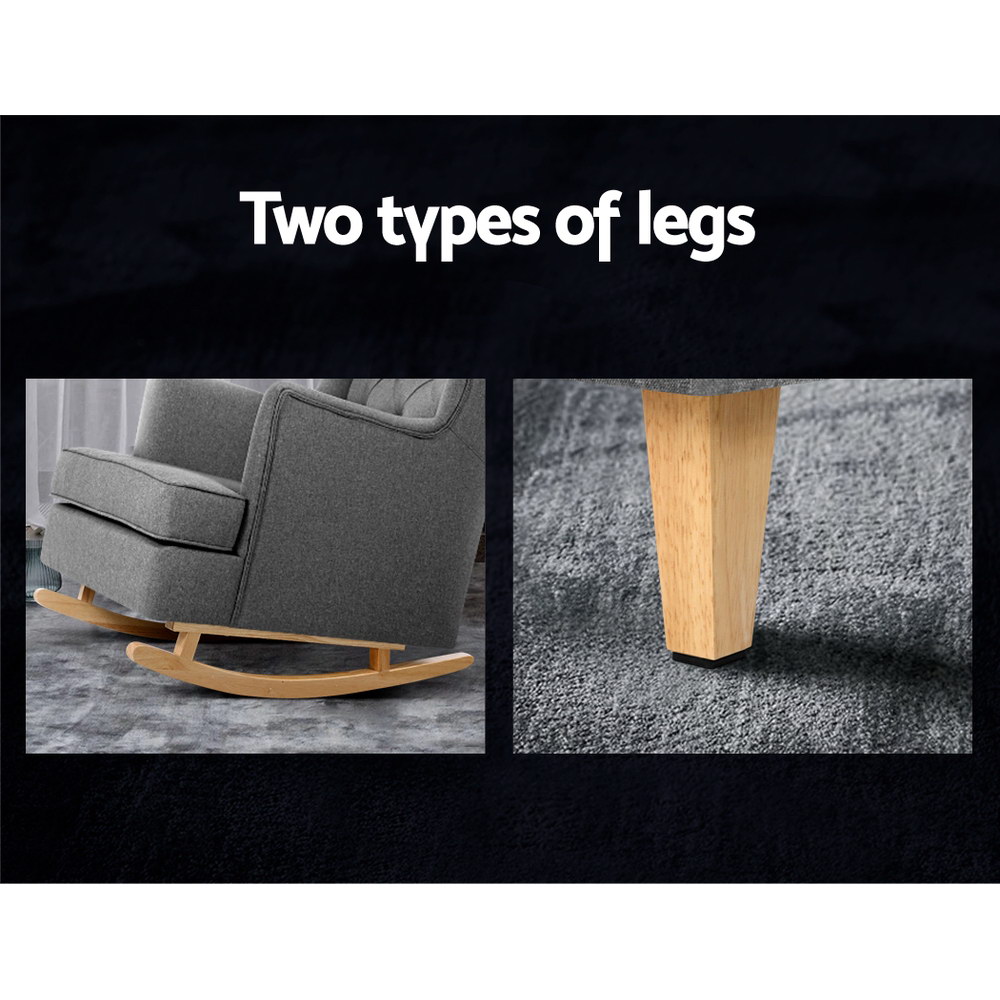 Artiss Rocking Armchair Feeding Chair Grey Glider Chairs & Ottomans