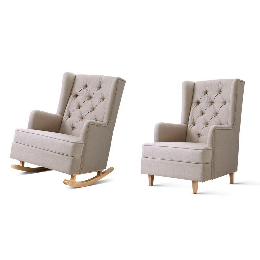 Artiss Rocking Feeding Armchair Beige Glider Chairs & Ottomans