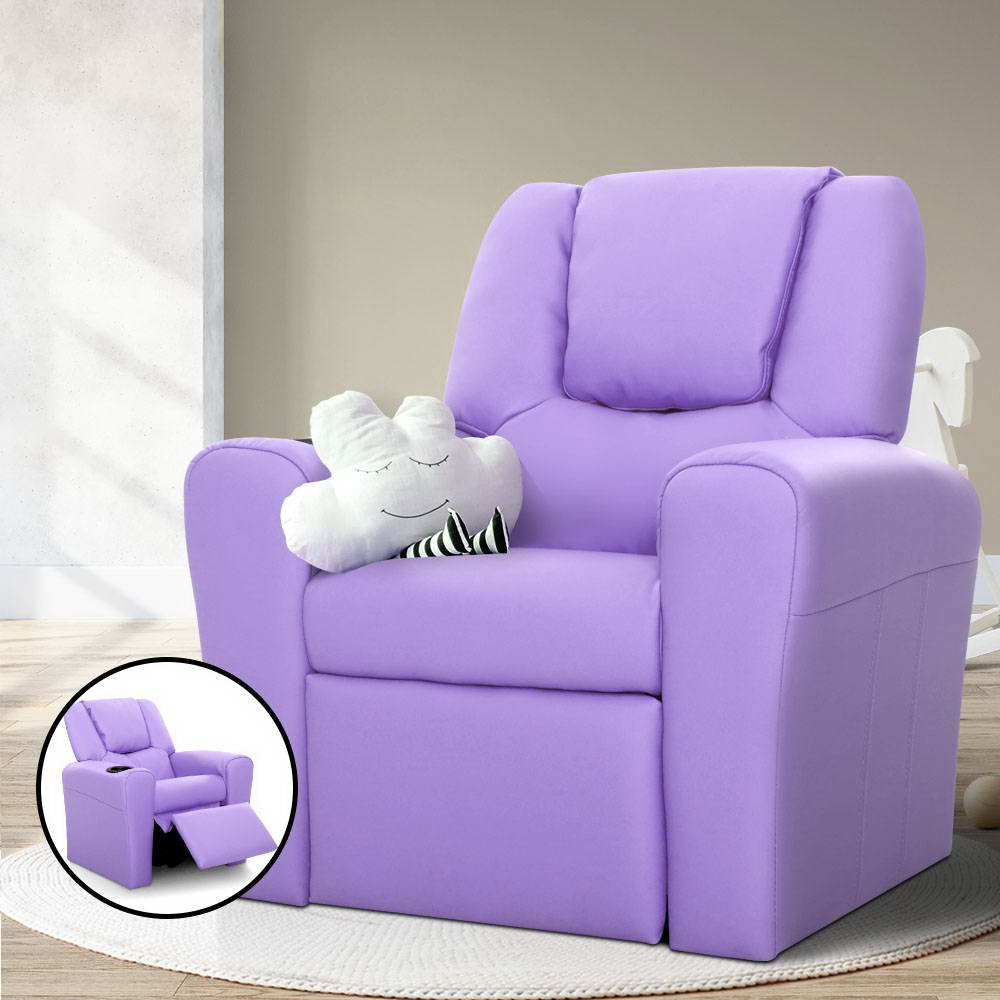 Keezi Kids Luxury Recliner Sofa Purple Glider Chairs & Ottomans