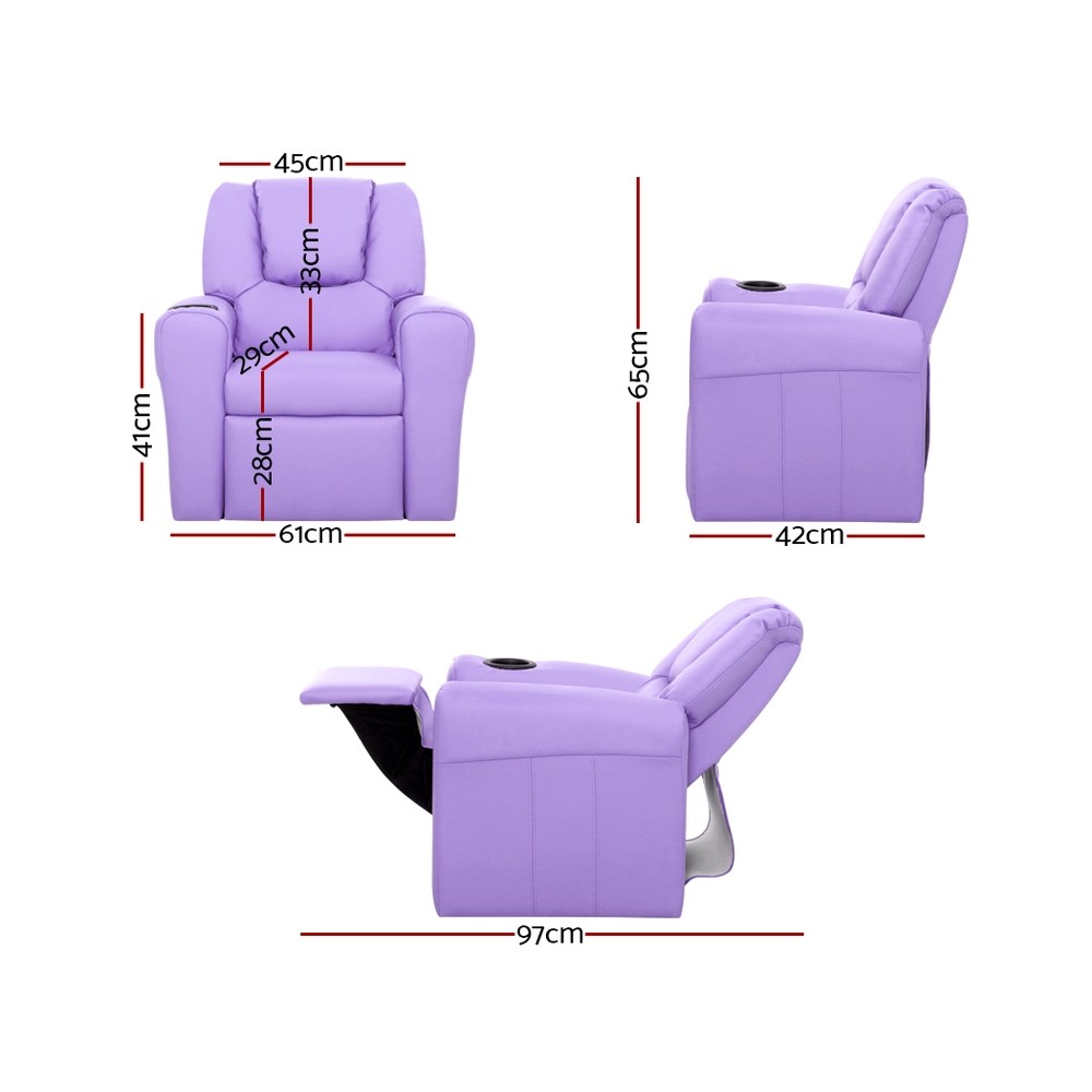 Keezi Kids Luxury Recliner Sofa Purple Glider Chairs