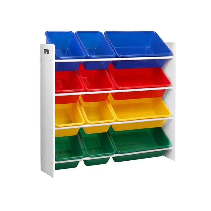 Keezi Kids 12 Bin Toy Organiser Storage Rack - White&nbsp;