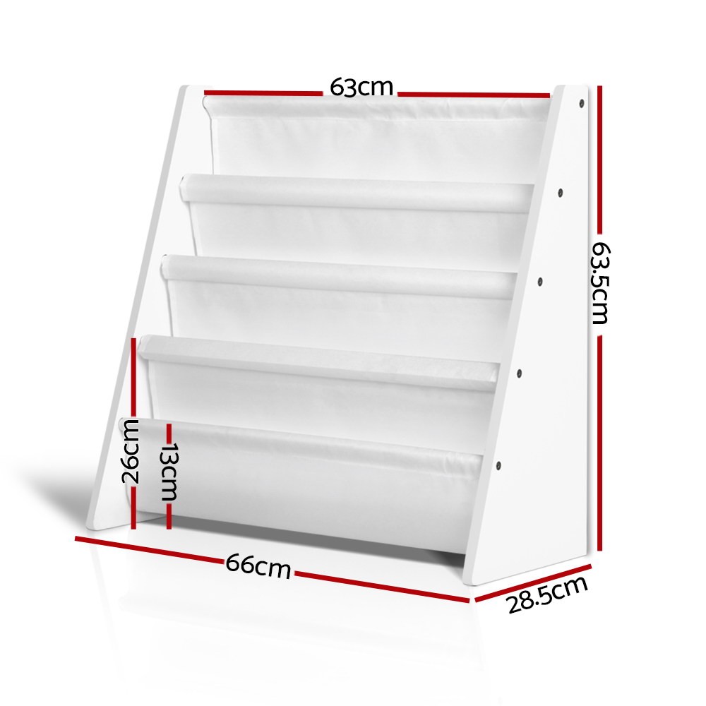 Keezi Kids Bookshelf Magazine Rack Organiser White Bookcases Baby