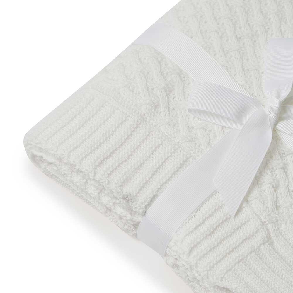 Snuggle Hunny White Diamond Knit Baby Blanket Cot Baby Bunting AU