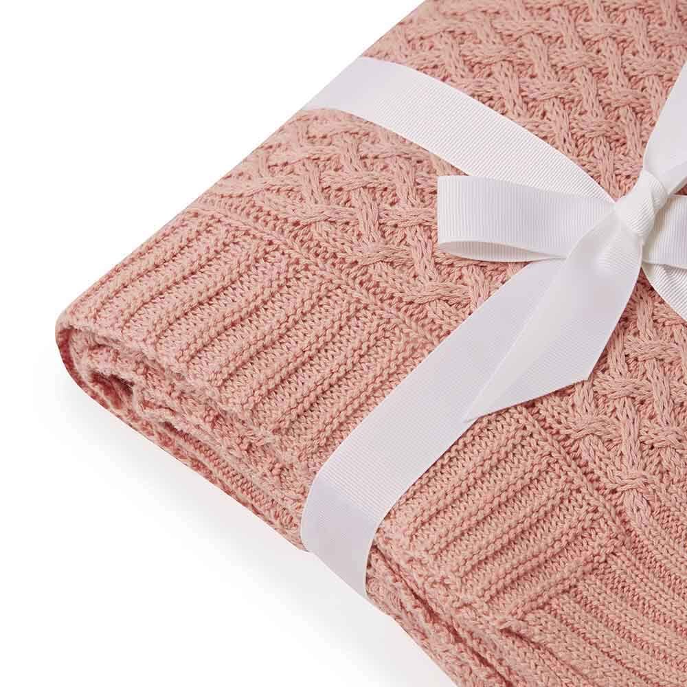 Snuggle Hunny Rosa Diamond Knit Baby Blanket Cot Baby Bunting AU