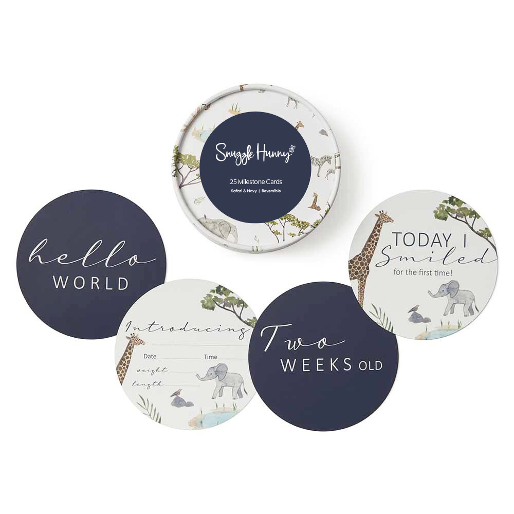 Snuggle Hunny Safari & Navy Reversible Milestone Cards