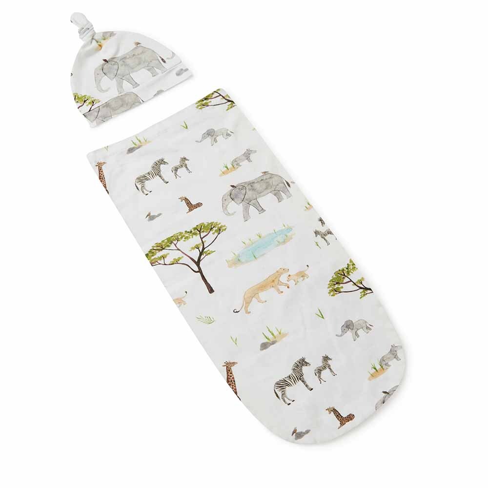 Snuggle Hunny Safari Snuggle Swaddle & Beanie Set Swaddles Baby