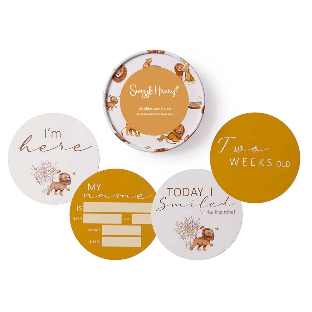 Snuggle Hunny Lion & Sunrise Gold Reversible Milestone Cards Cards