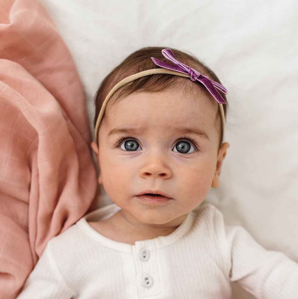 Snuggle Hunny Grape Velvet Bow Hair Clips Baby Bunting AU