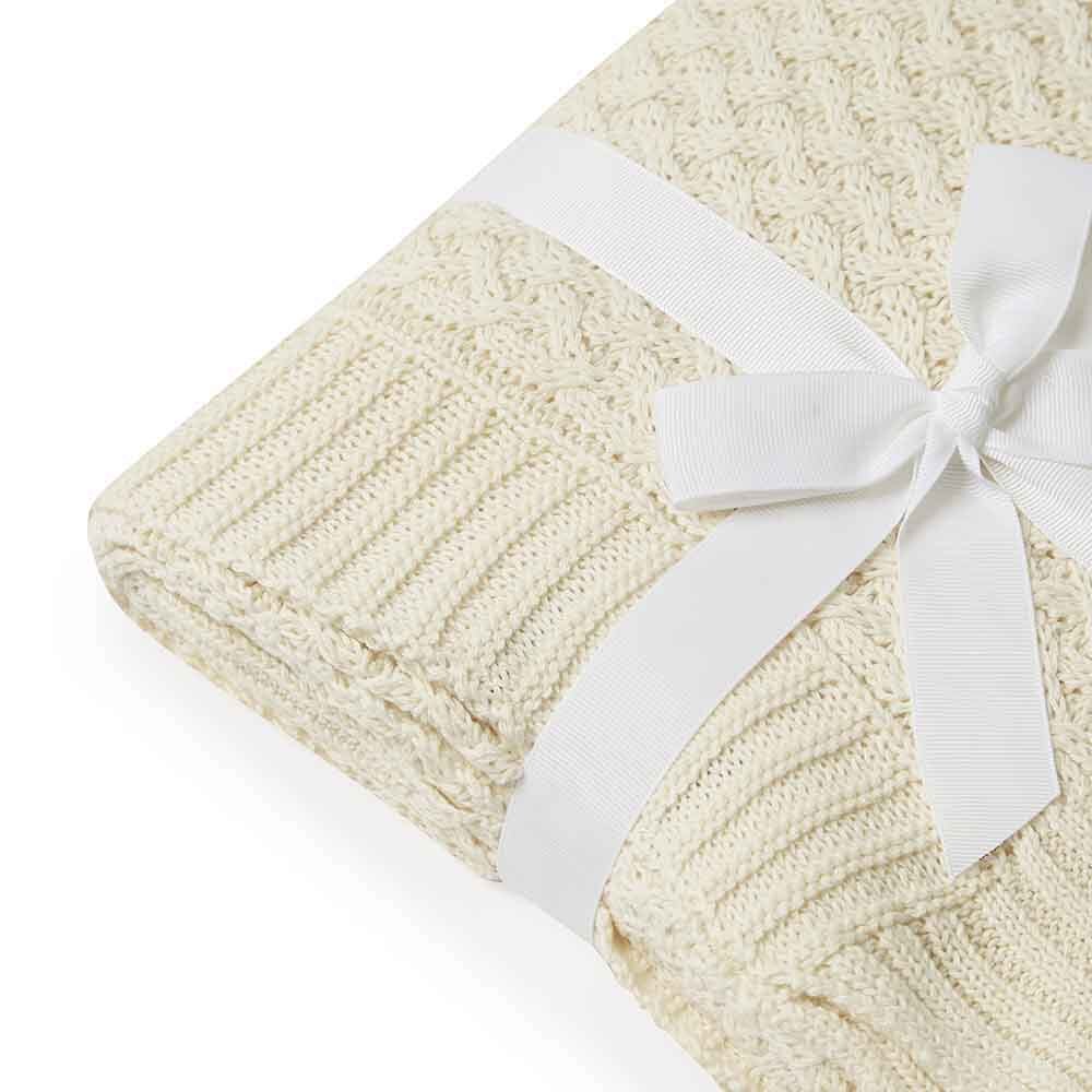 Snuggle Hunny Cream Diamond Knit Baby Blanket Cot Baby Bunting AU
