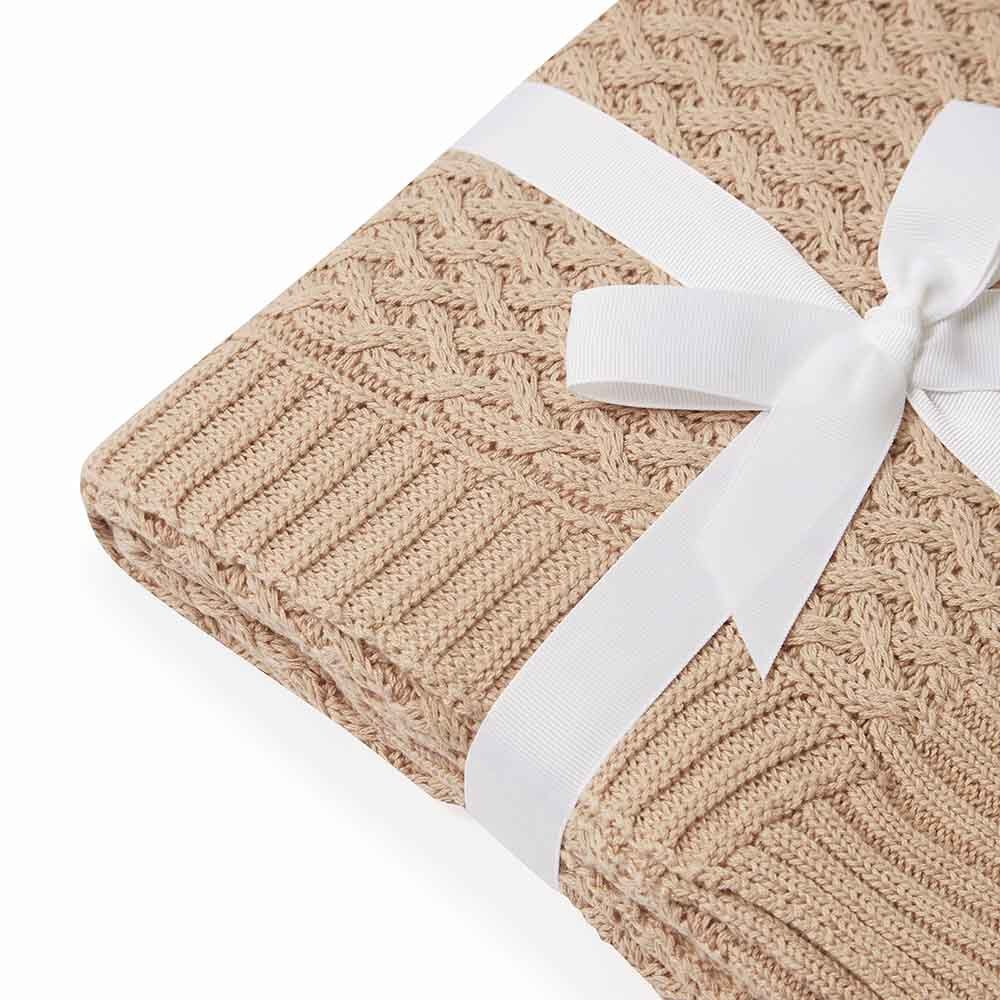 Snuggle Hunny Hazelnut Diamond Knit Baby Blanket Cot Baby Bunting AU