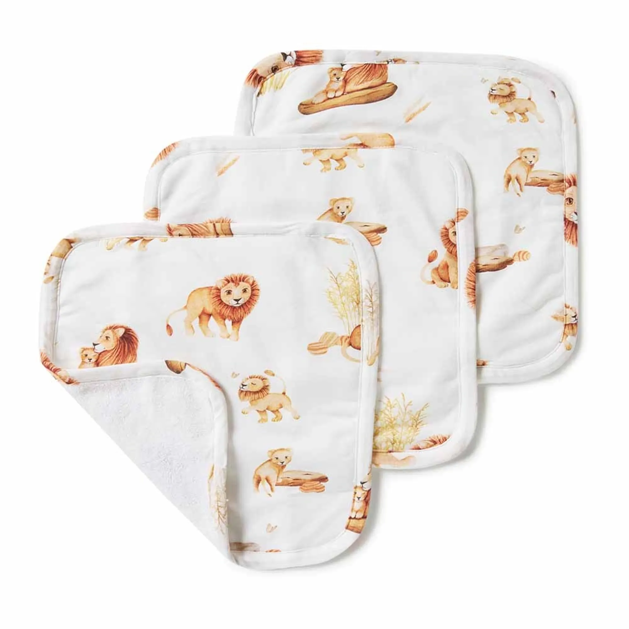 Snuggle Hunny Lion Organic Wash Cloths - 3 Pack