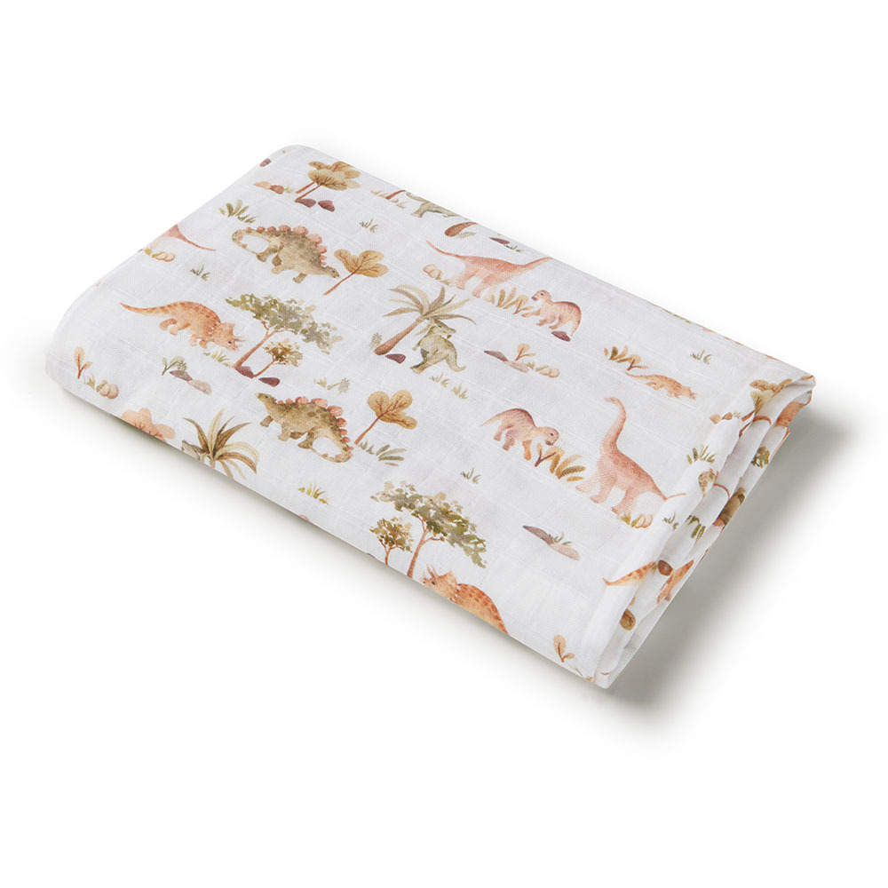 Snuggle Hunny Dino Organic Muslin Wrap | Wraps | Baby Bunting AU