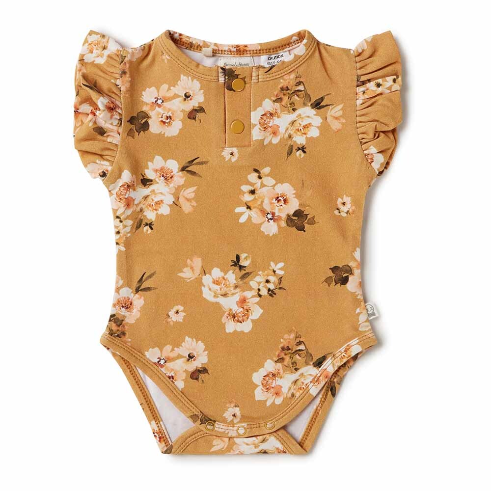 Snuggle Hunny Golden Flower Short Sleeve Organic Bodysuit | Bodysuits ...