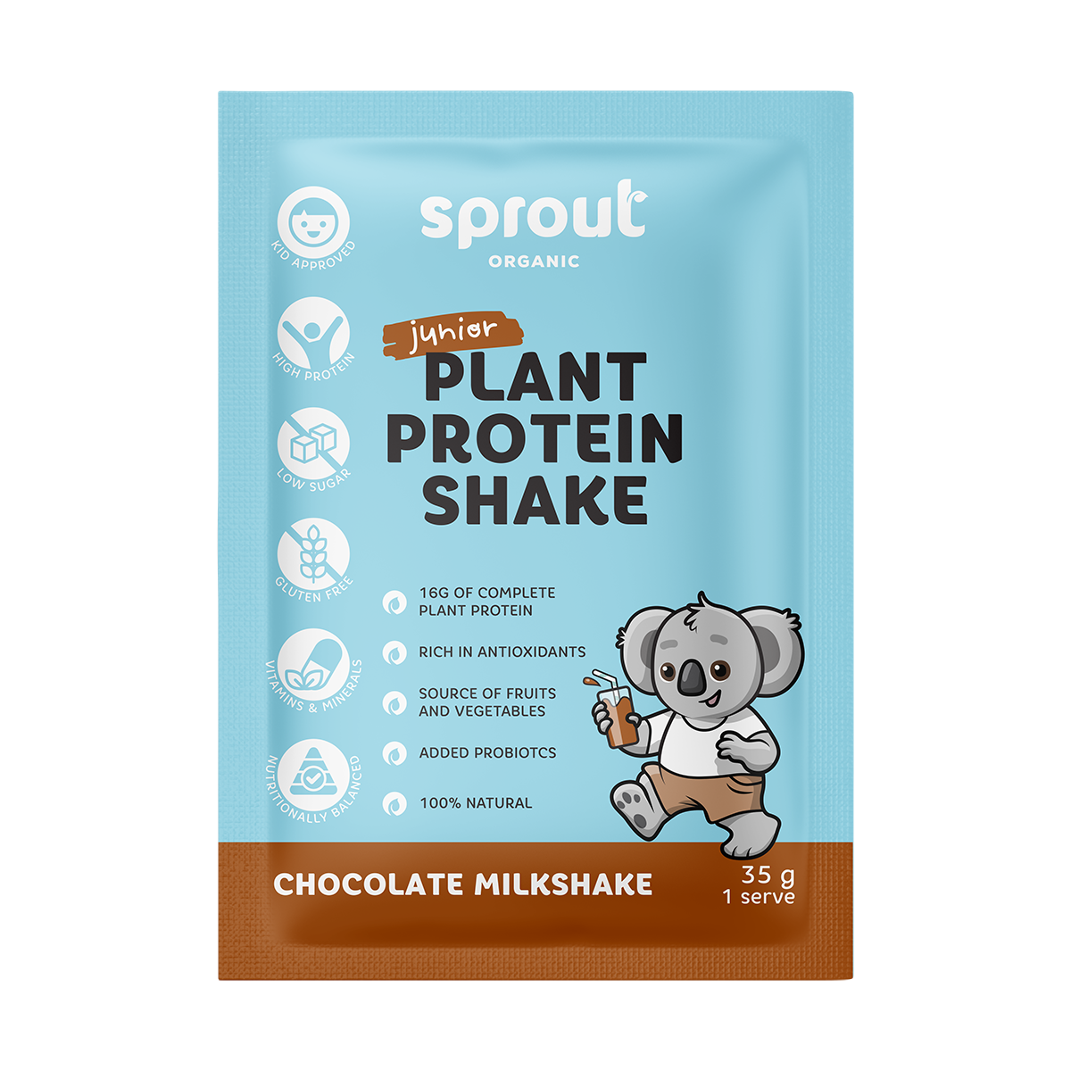 Sprout Organic Junior Plant Protein Shake Chocolate 12 Sachets x 35g