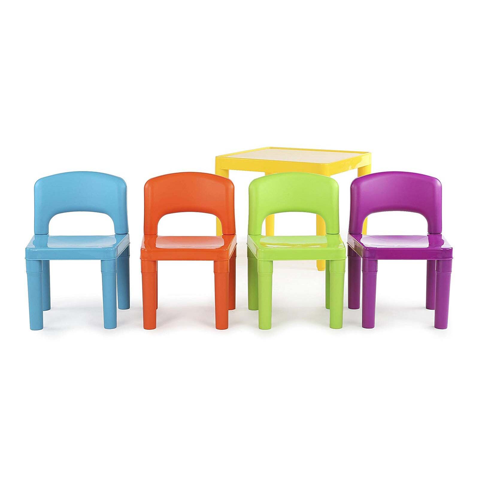 Kids Plastic 5 Piece Table 4 Chairs Set Multicoloured Baby