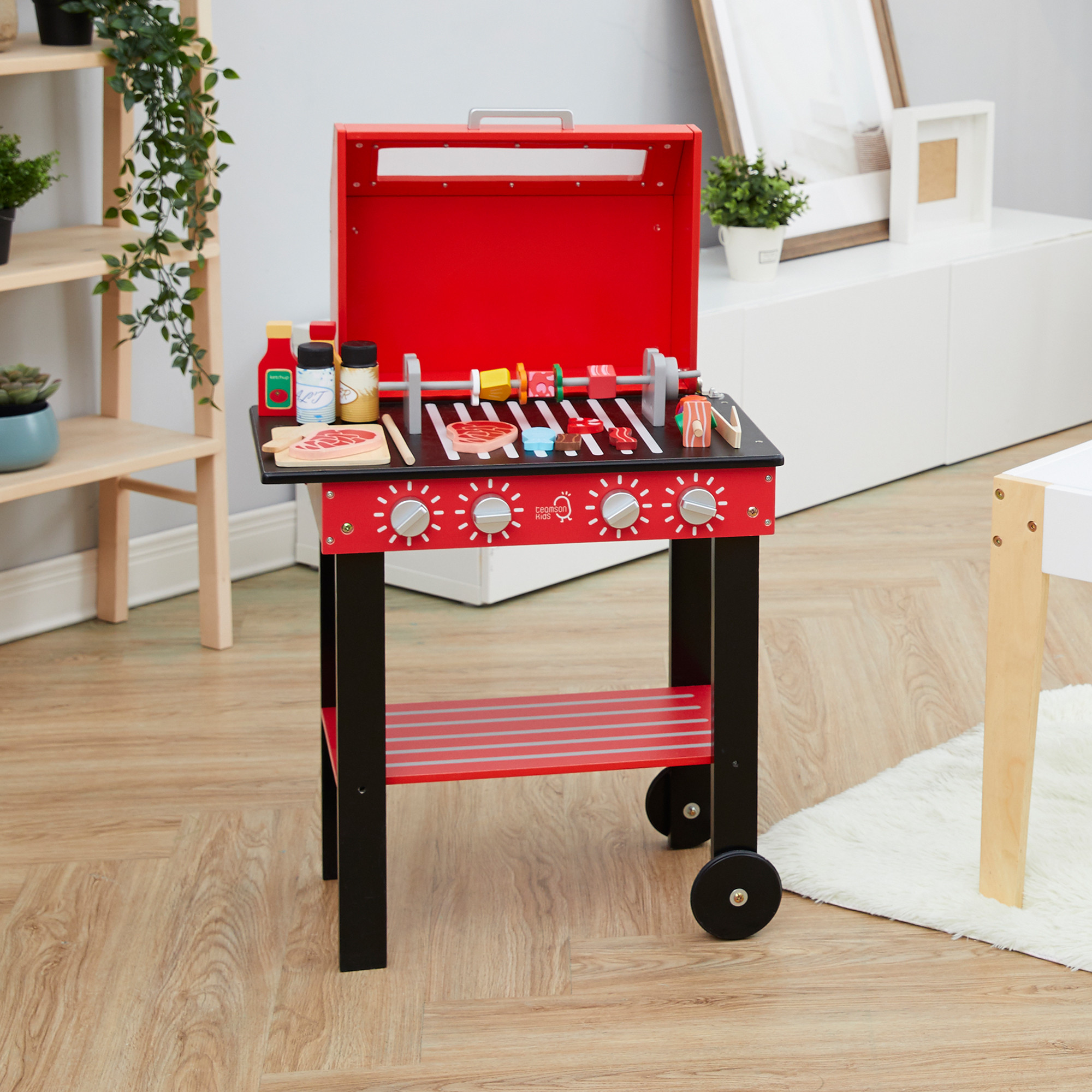 Teamson Kids - Little Helper Backyard BBQ Play Stand Play Kitchen - Red ...