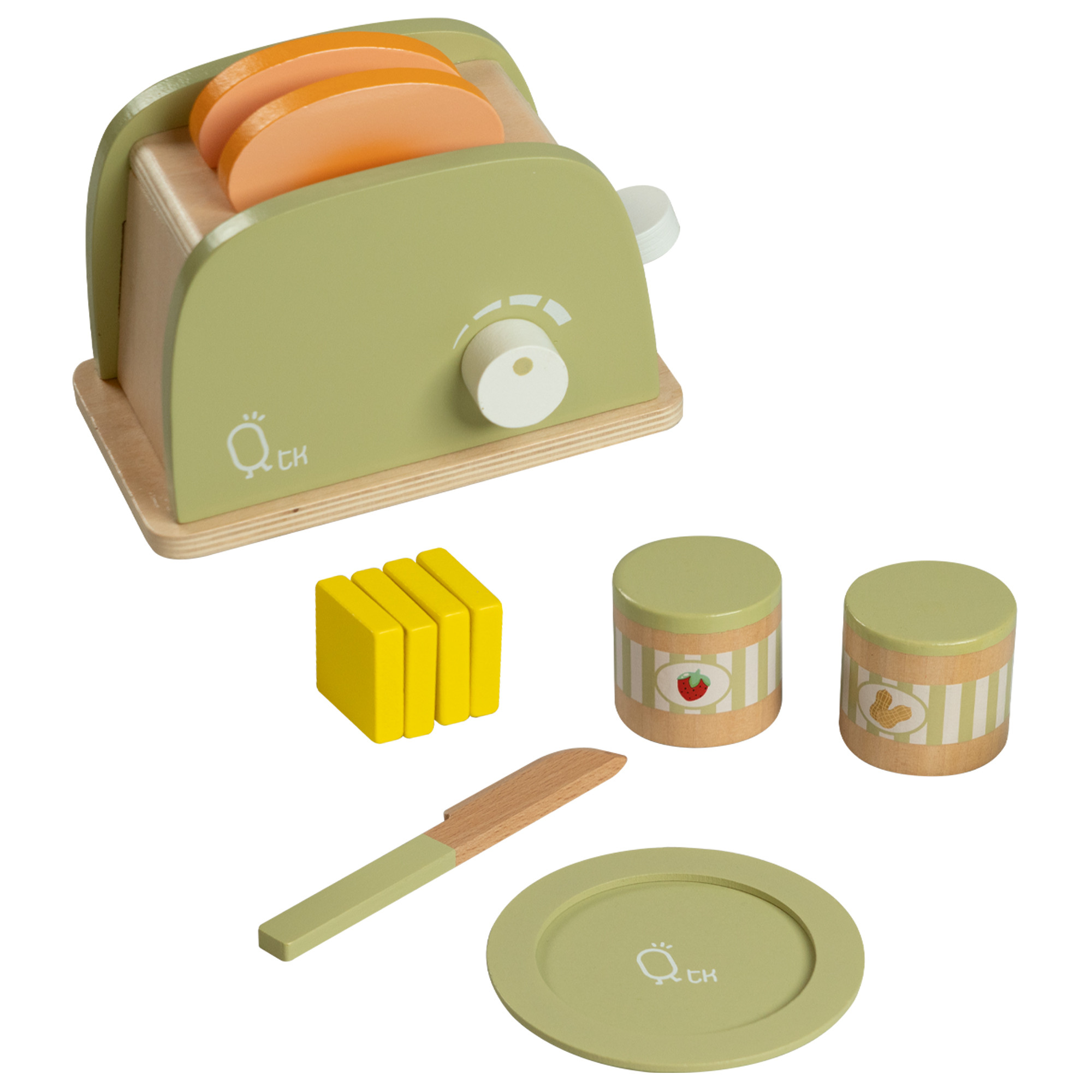 Teamson Kids Little Chef Frankfurt Wooden Toaster play kitchen accessories Green Cooking Baby Bunting AU