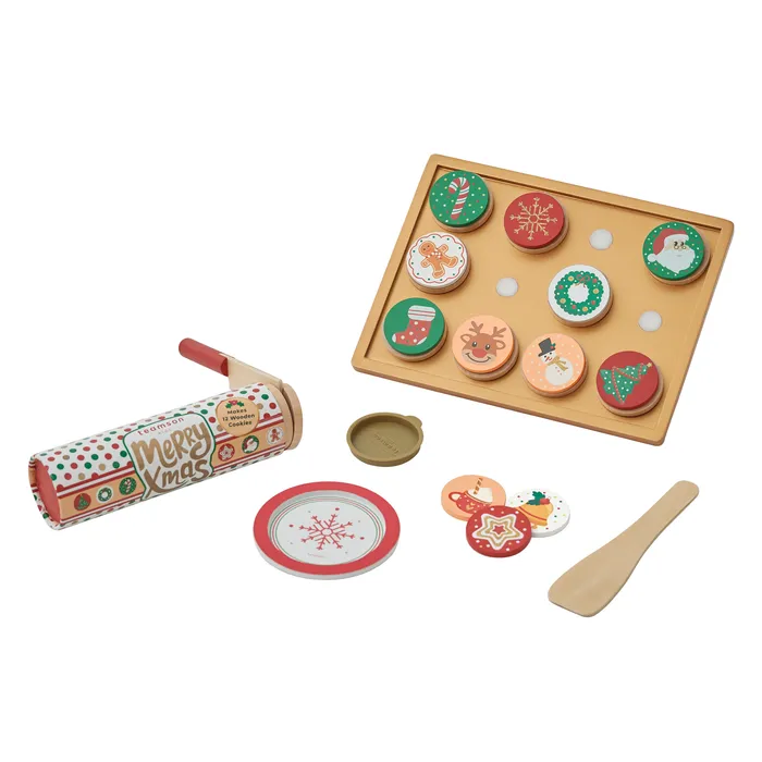 Teamson Kids - Cuttable Christmas Cookie Play Set - Red/Green/Gold