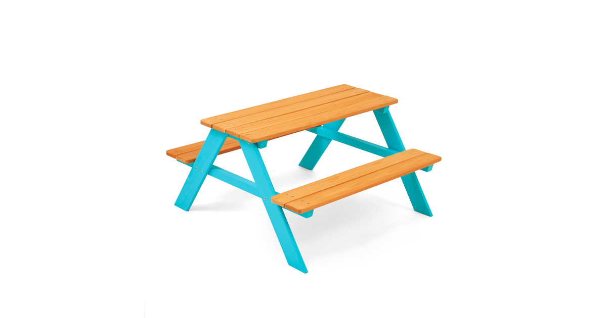 Teamson Kids Outdoor Picnic Table Chair Set Wood Aqua