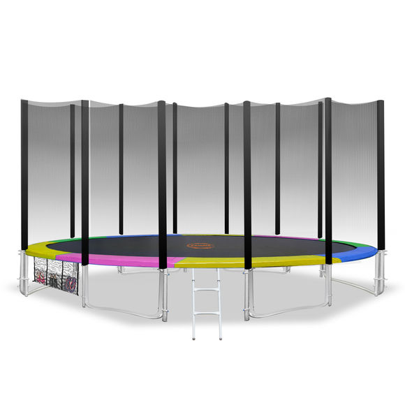 Kahuna Blizzard 16 ft Trampoline Round Outdoor Pad Mat Net Rainbow