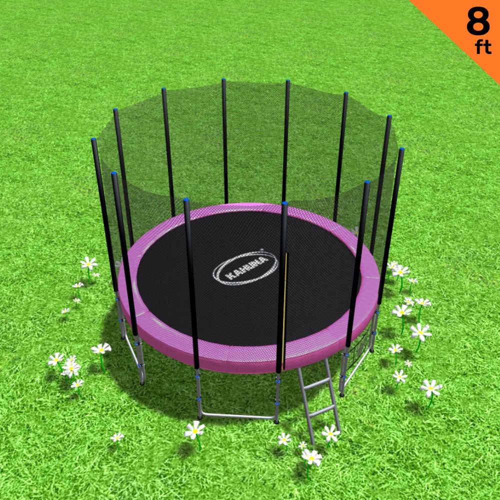 New 8ft Round Trampoline Free Safety Net pad mat ladder shoe Tidy Pink