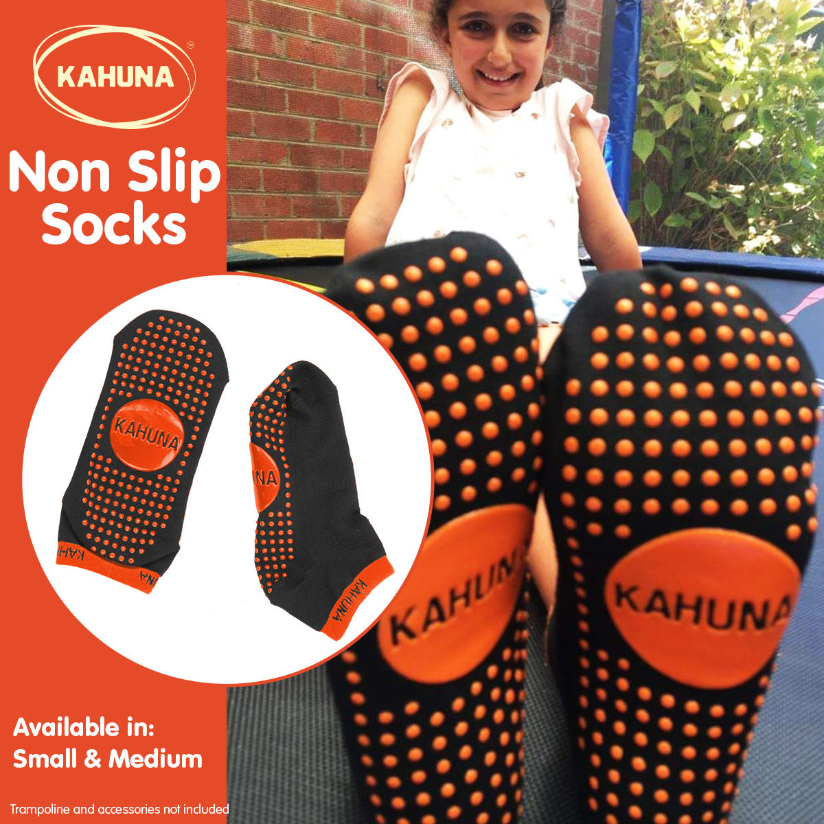 Kahuna Kids Safety Anti-Slip Trampoline Socks - Medium, Booties, Socks &  Shoes