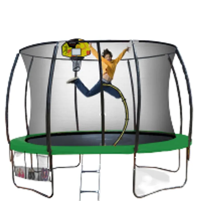 Kahuna Trampoline 14 ft with Basketball Set - Green