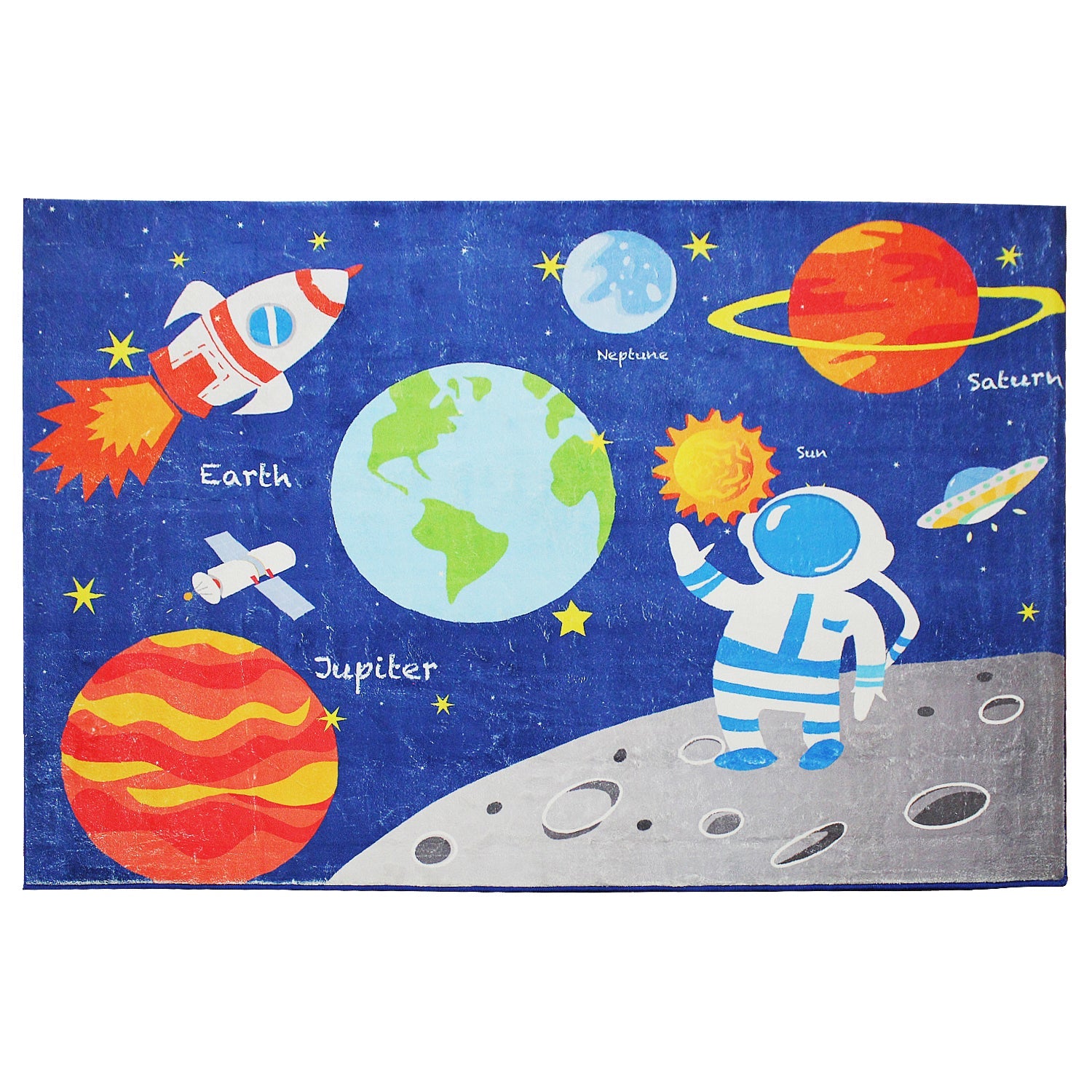Oli and Ola Kids Space Rug Blue Play Mats & Rugs Baby Bunting AU