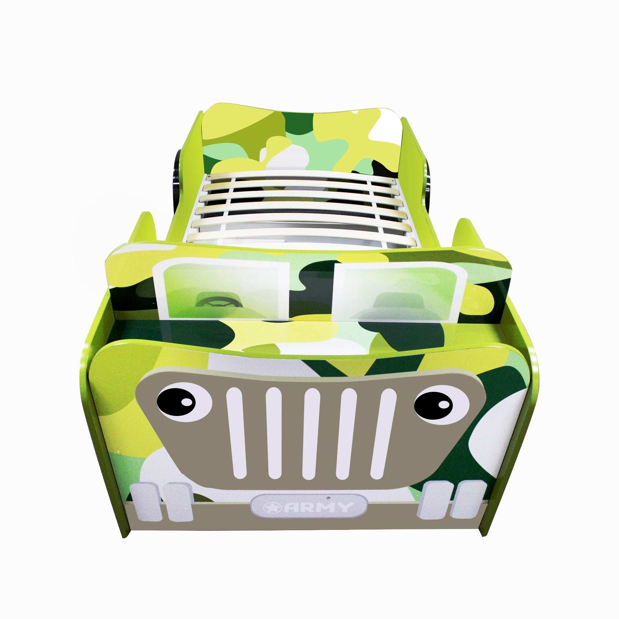 Oli and Ola Kids Jeep Racing Car Bed - Camo Green | Beds | Baby Bunting AU