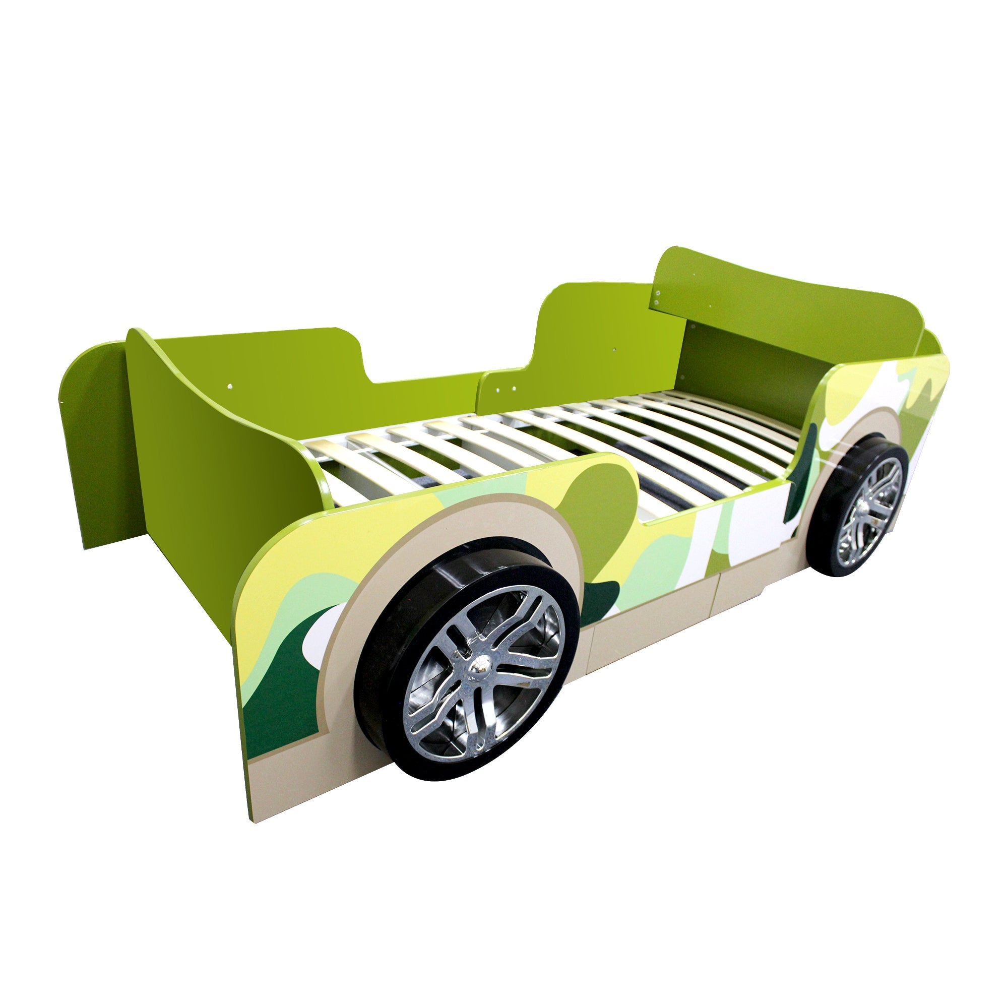 Oli and Ola Kids Jeep Racing Car Bed - Camo Green | Beds | Baby Bunting AU