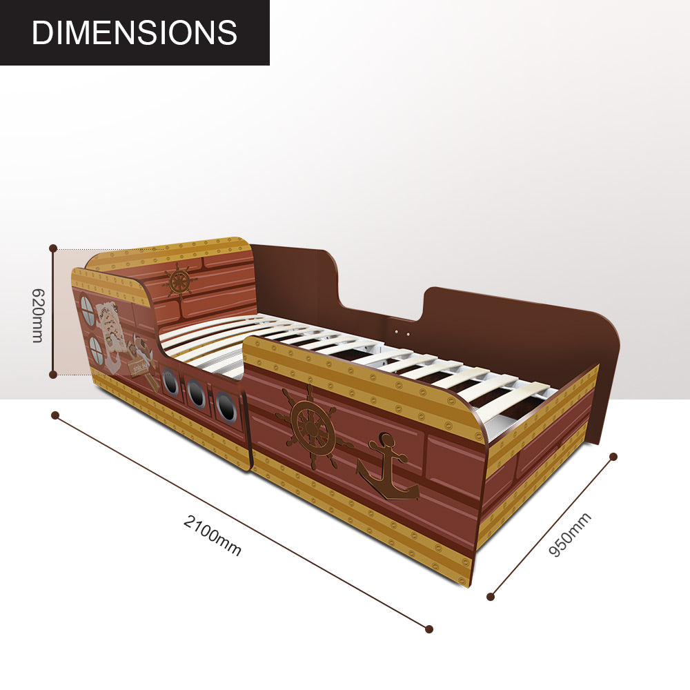 Oli and Ola Kids Pirates Ship Bed Brown Beds Baby Bunting AU