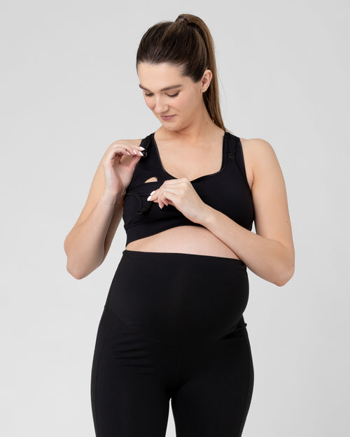 Ripe Maternity Active Nursing Crop Top Black Postnatal Baby Bunting AU