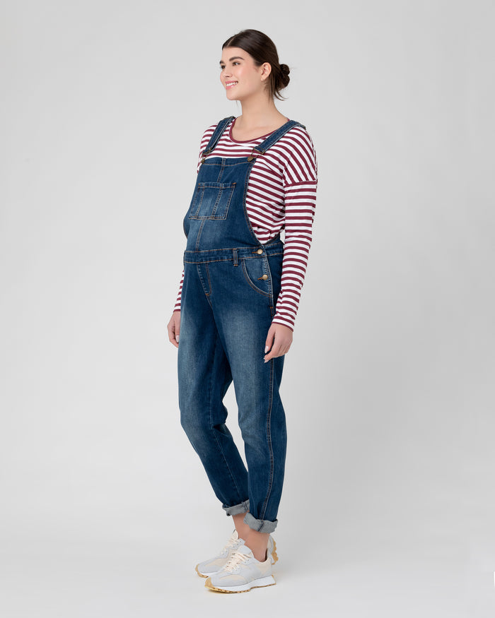 Ripe Maternity Denim Overalls Indigo Postnatal Baby Bunting AU