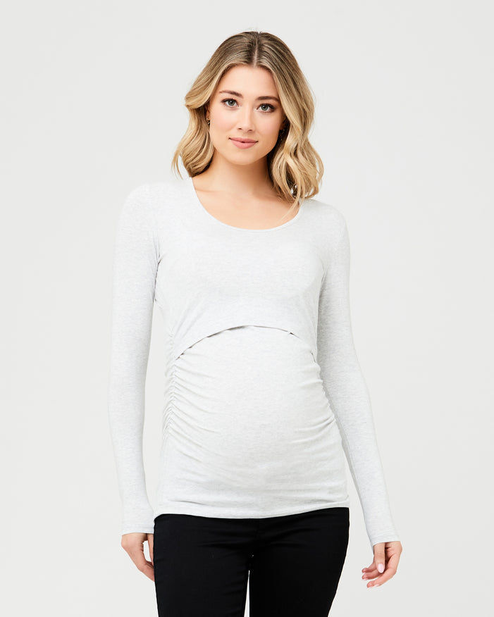 Motherhood Maternity Womens Long Sleeve Scoop Neck Lift Up Nursing Tee Shirt