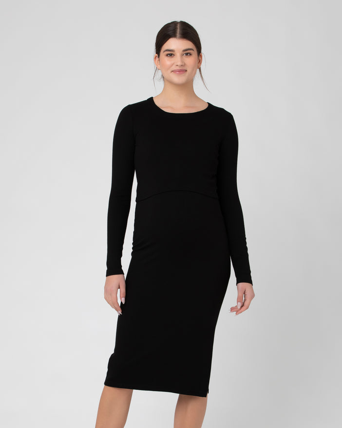 Dot Nursing Dress - Black