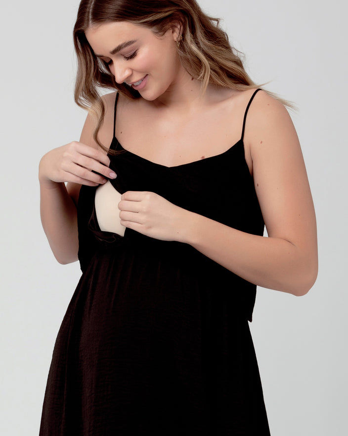 Ripe Maternity Nursing Slip Dress Black, Postnatal