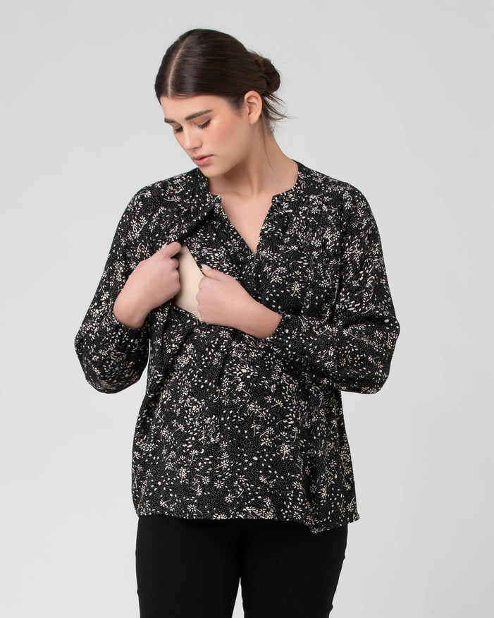 Ripe Maternity Trixie Nursing Blouse Black / Natural, Postnatal