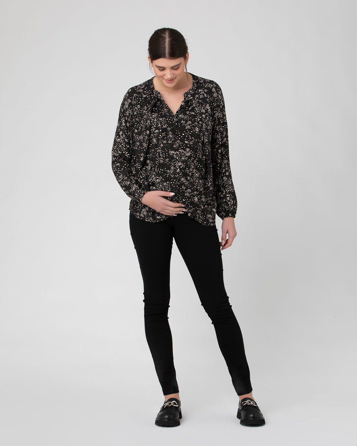 Ripe Maternity Trixie Nursing Blouse Black / Natural, Postnatal