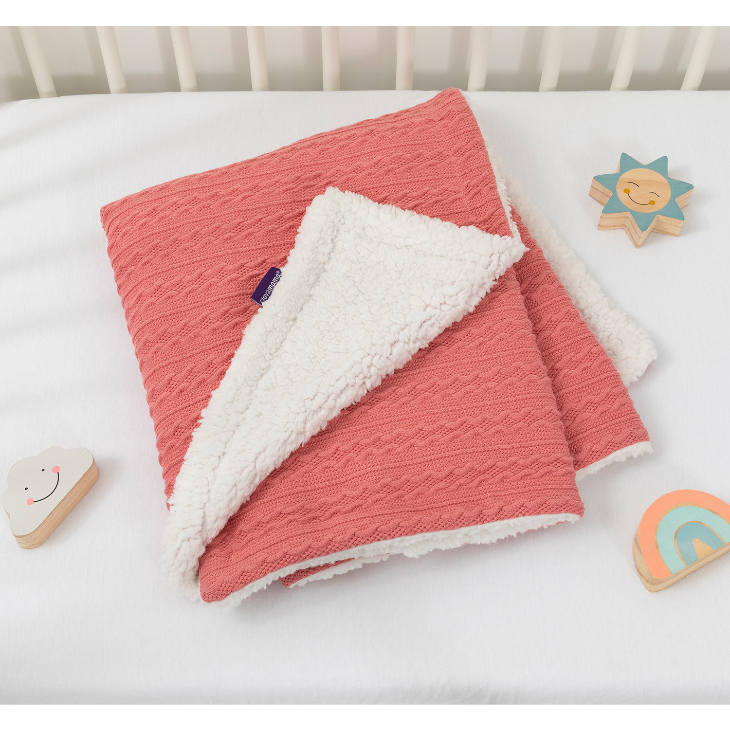 Clevamama Luxe Sherpa Baby Blanket Pink Cot Baby Bunting AU