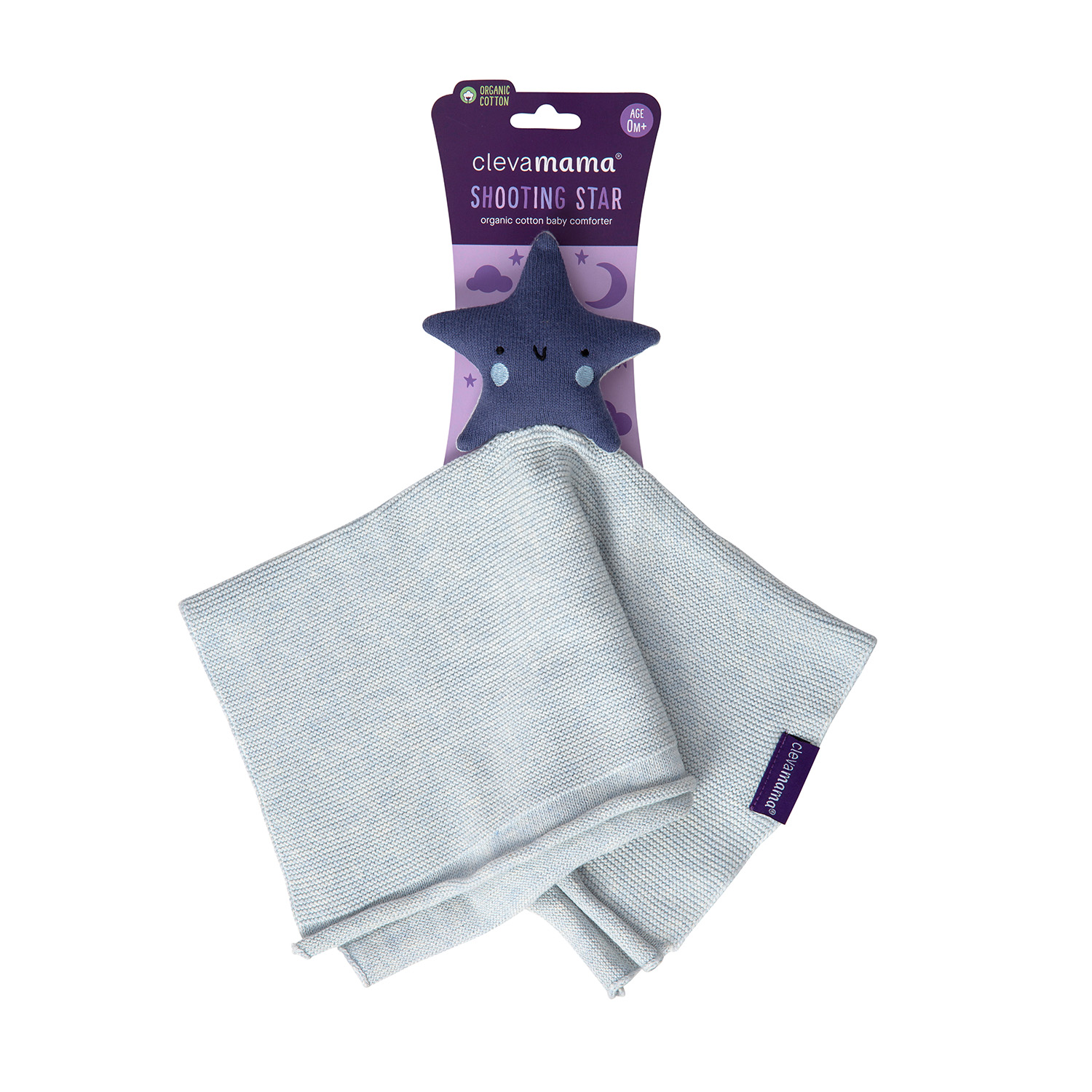 Clevamama Shooting Star Comforter Organic Cotton Knit Blue Cot Baby Bunting AU