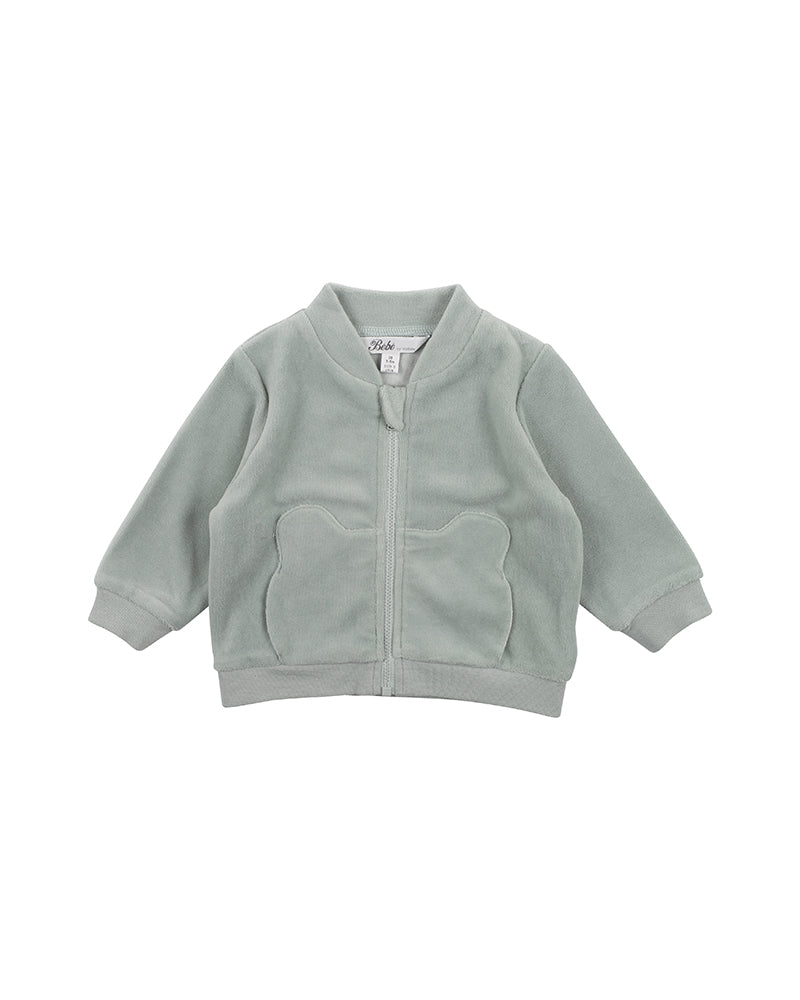 Bebe Velour Jacket - Sage | Tops, Jackets & Knitwear | Baby Bunting AU