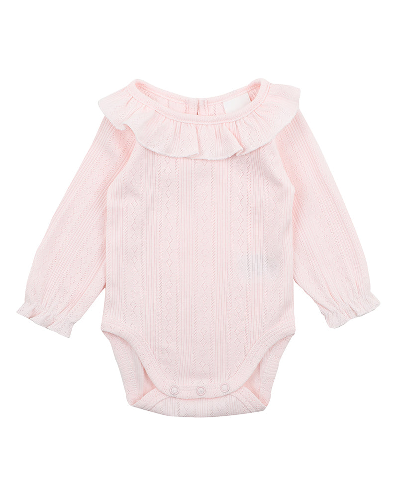 White Label Pointelle Longsleeves Bodysuit Pink Baby Onesies Baby