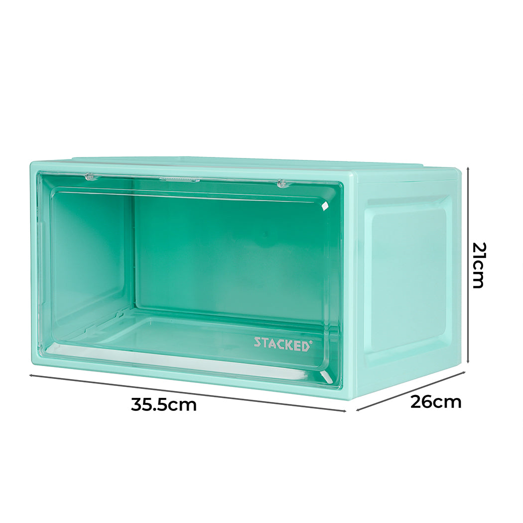 Stacked Display Shoe Storage Box Clear Cyan Toy Boxes