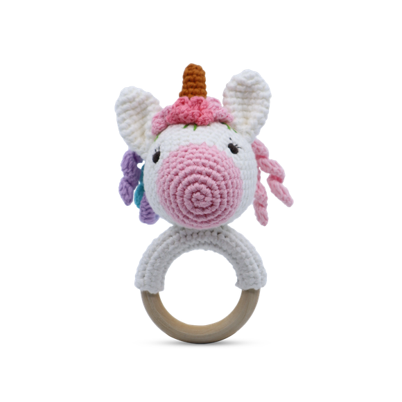 Snuggle Buddies - Unicorn - Ring Rattle Toy