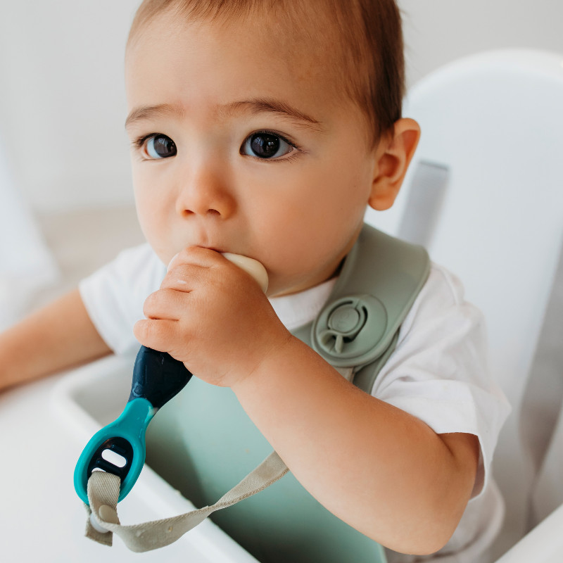 Gigi Silicone Bib Sage Plastic Baby Bunting AU