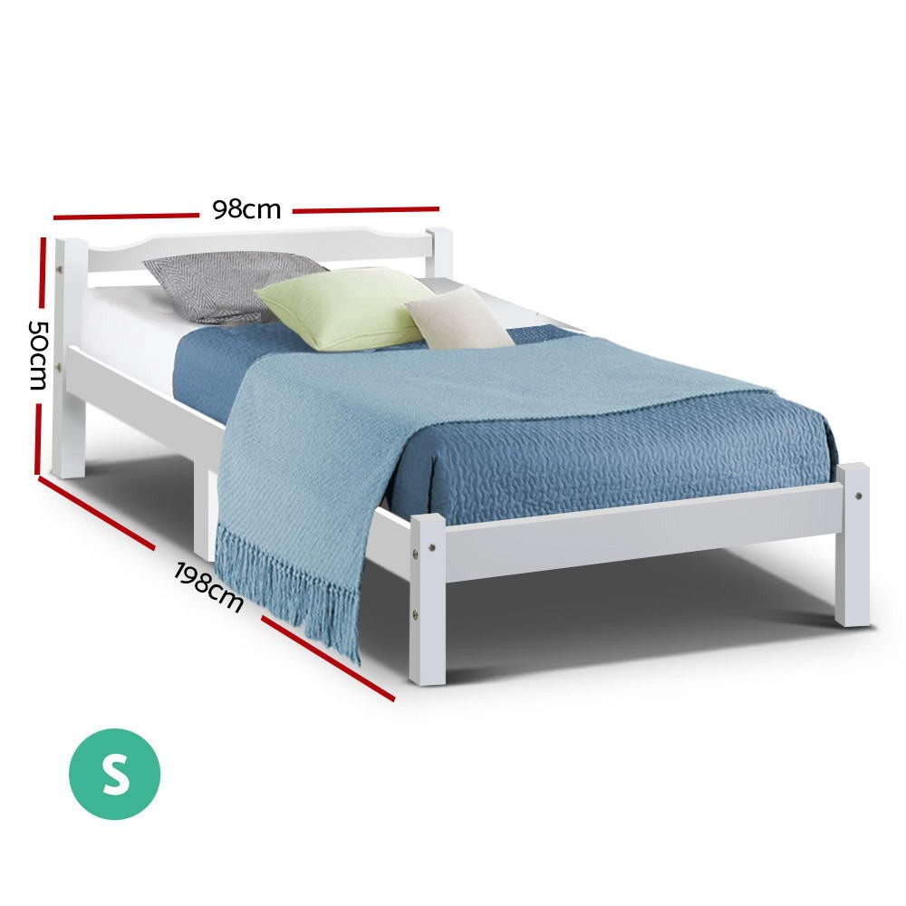 Artiss Lexi Single Size Wooden Bed Frame White Beds Baby Bunting AU
