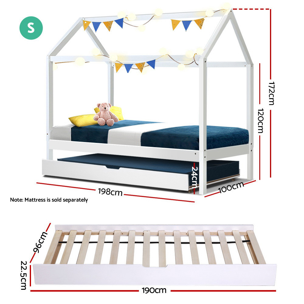 Artiss Holy Wooden Bed Frame Single Size White Beds Baby Bunting AU